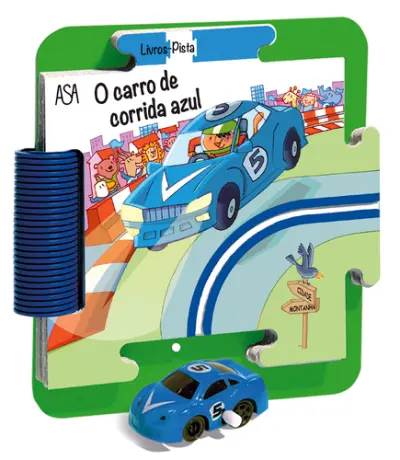O carro de corrida azul